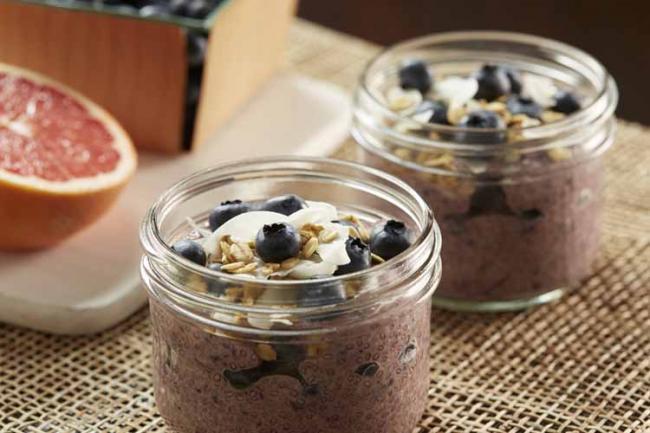 Blueberry Coconut Chia Pudding With Grapefruit
