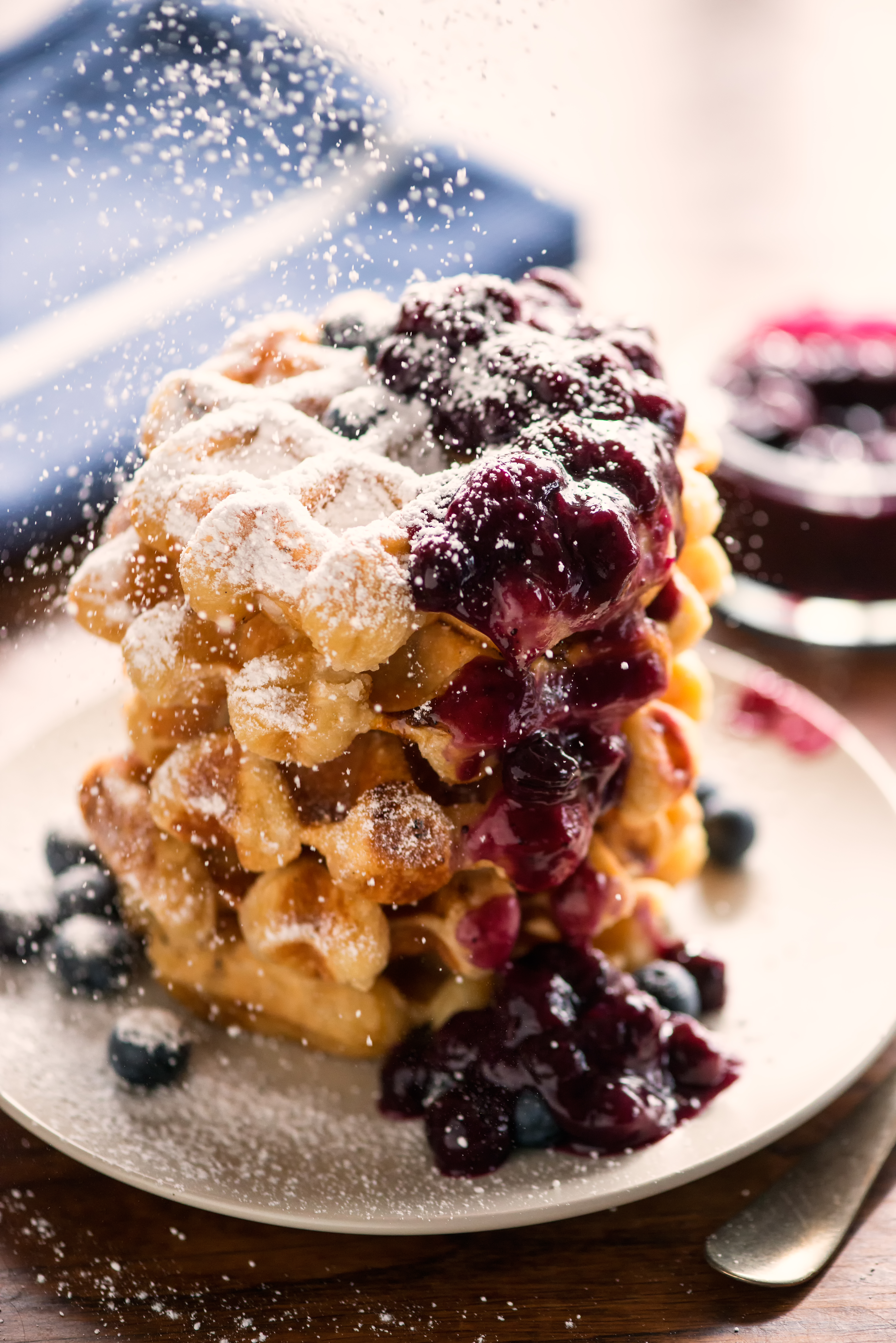 Spiced BC Blueberry Sauce with Dessert Waffles