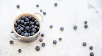 Grey Bowl of Fresh Blueberries